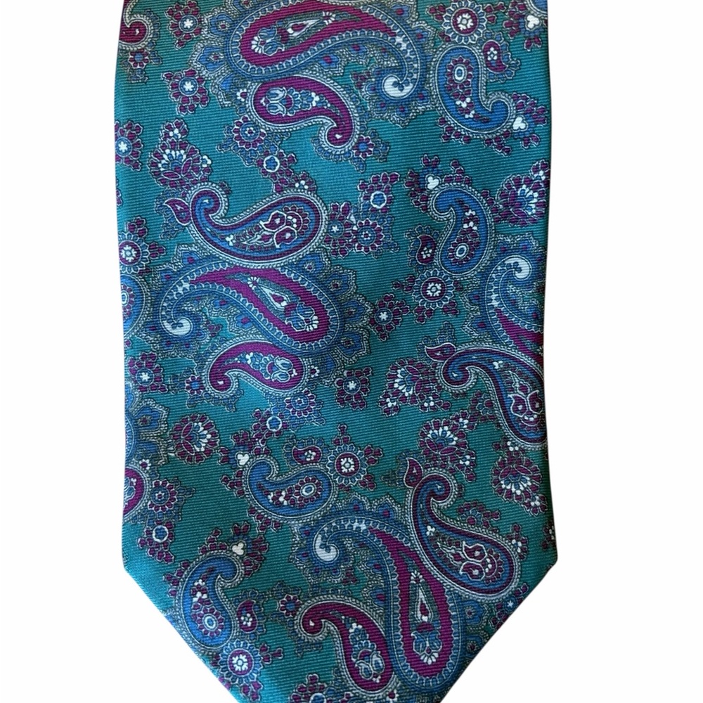 Elegant Paisley Silk Tie in Teal and Burgundy